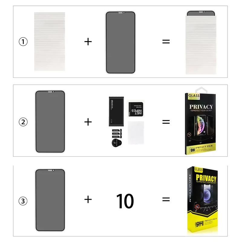 Anti-spy tempered glass screen protector for iPhone