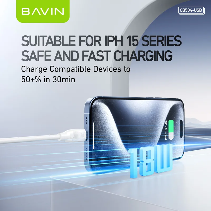 BAVIN 18W fast-charge USB-C cable for iPhone 15