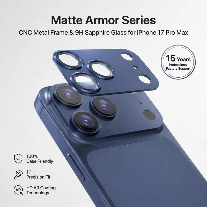 Matte Armor camera lens protector on an iPhone 17 Pro Max
