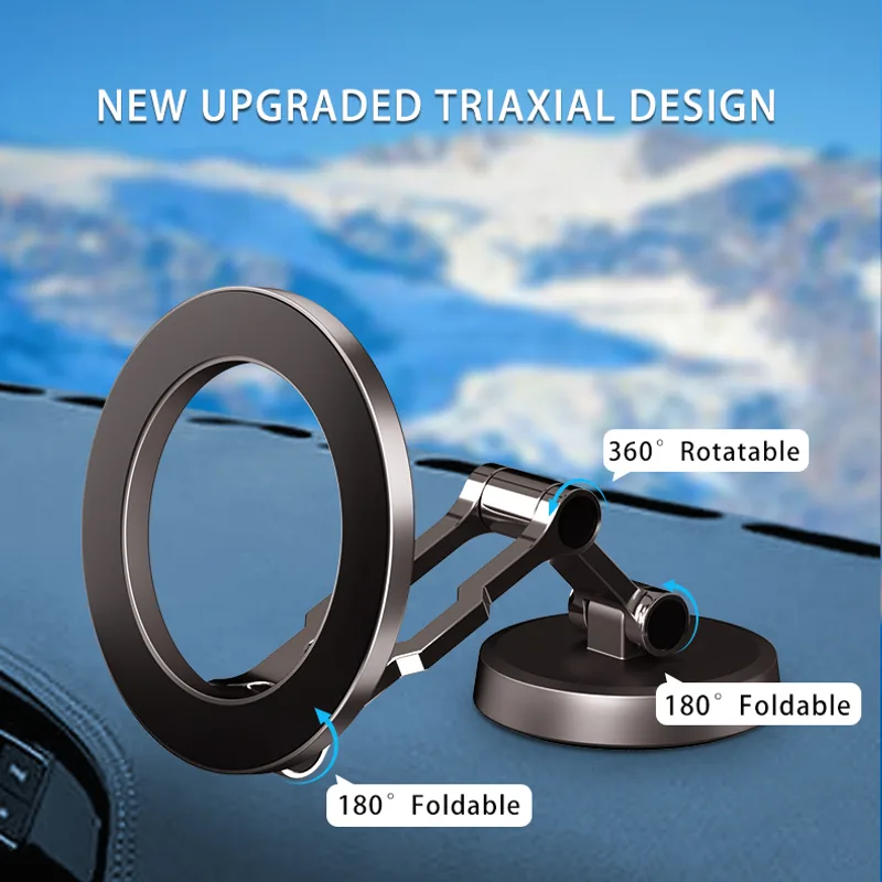 Triaxial magnetic mount, 360° rotatable and foldable