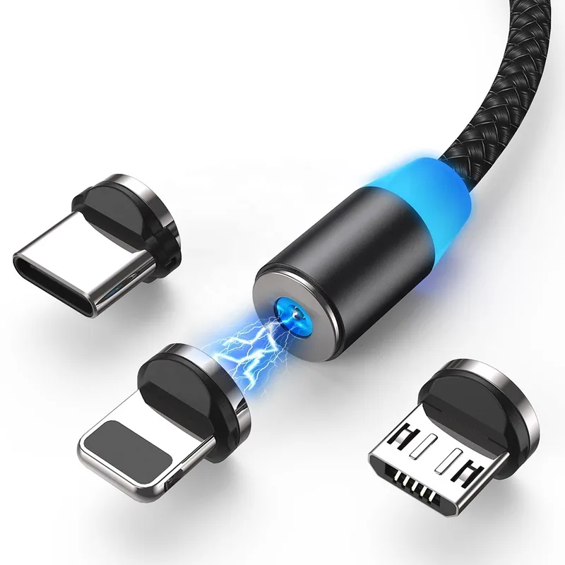 Magnetic 3-in-1 rotating cable with swappable tips