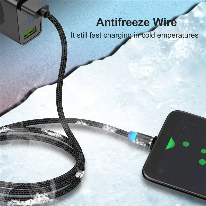 Magnetic cable with charge LED
