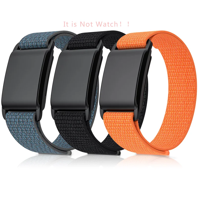 Braided nylon Mi Band straps in black, blue and orange