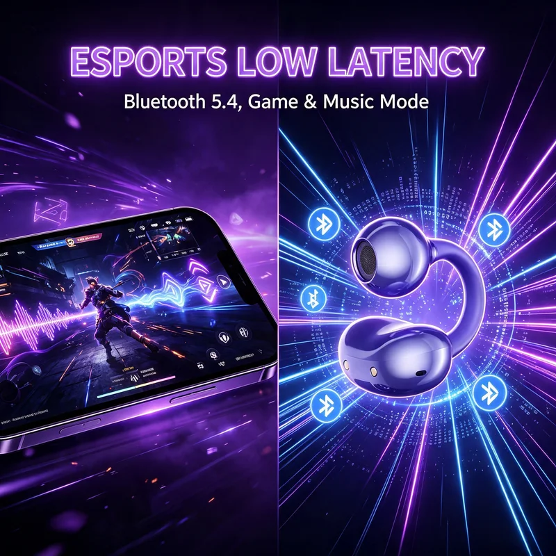 Open-ear earbuds low-latency game mode