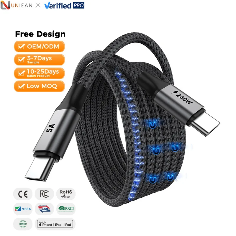 Self-winding magnetic USB-C 240W cable