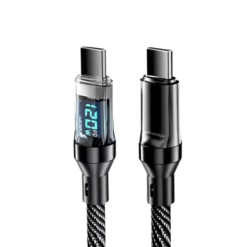 120W fast-charge cable connectors with digital charge display