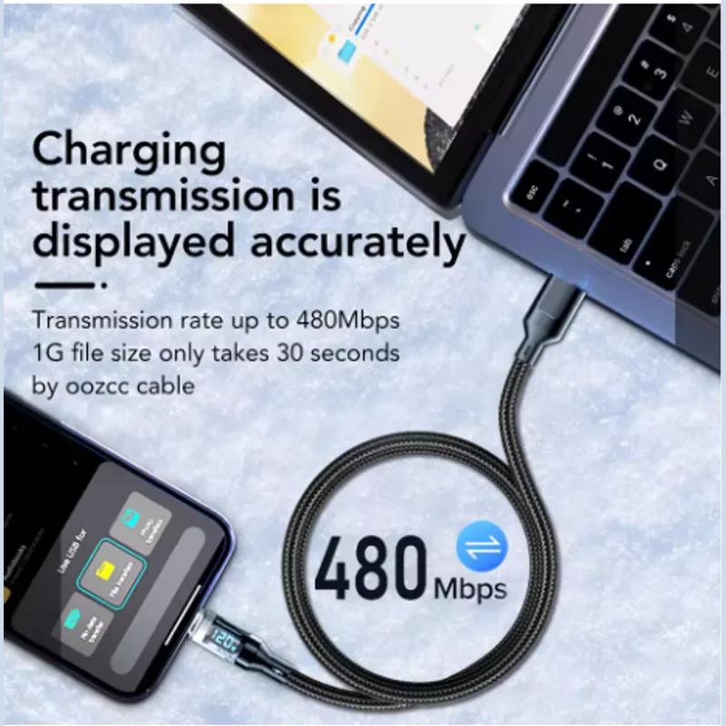 120W cable fast-charging a phone